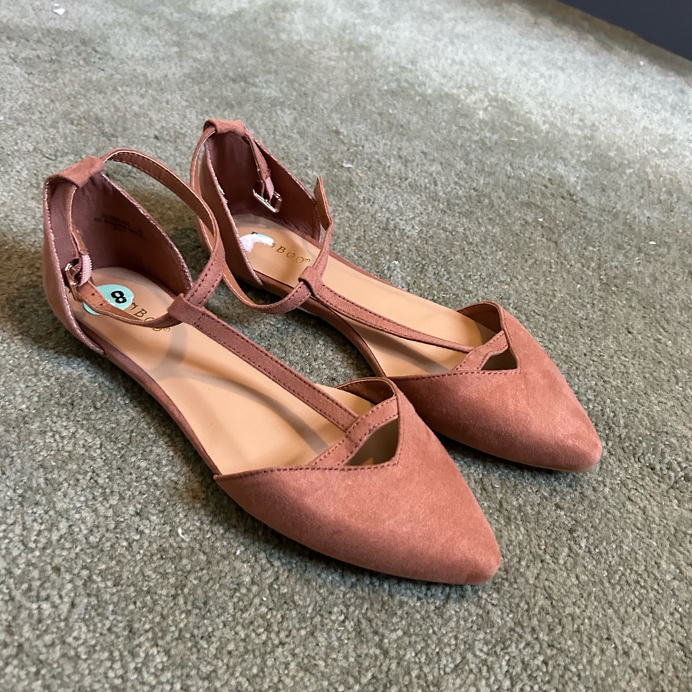 Dusty rose pointed toe flats